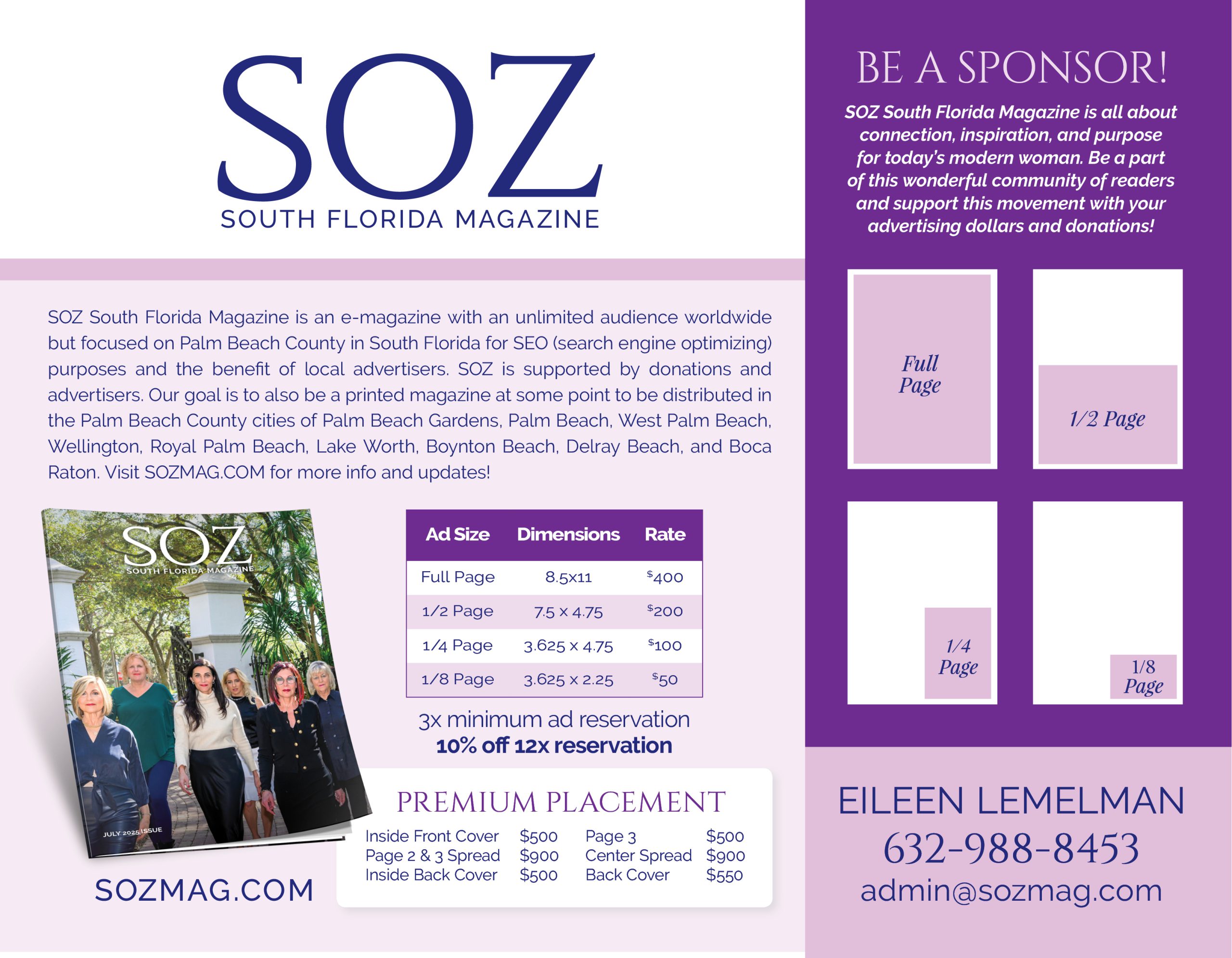 Advertising rates for SOZ South Florida E-Magazine